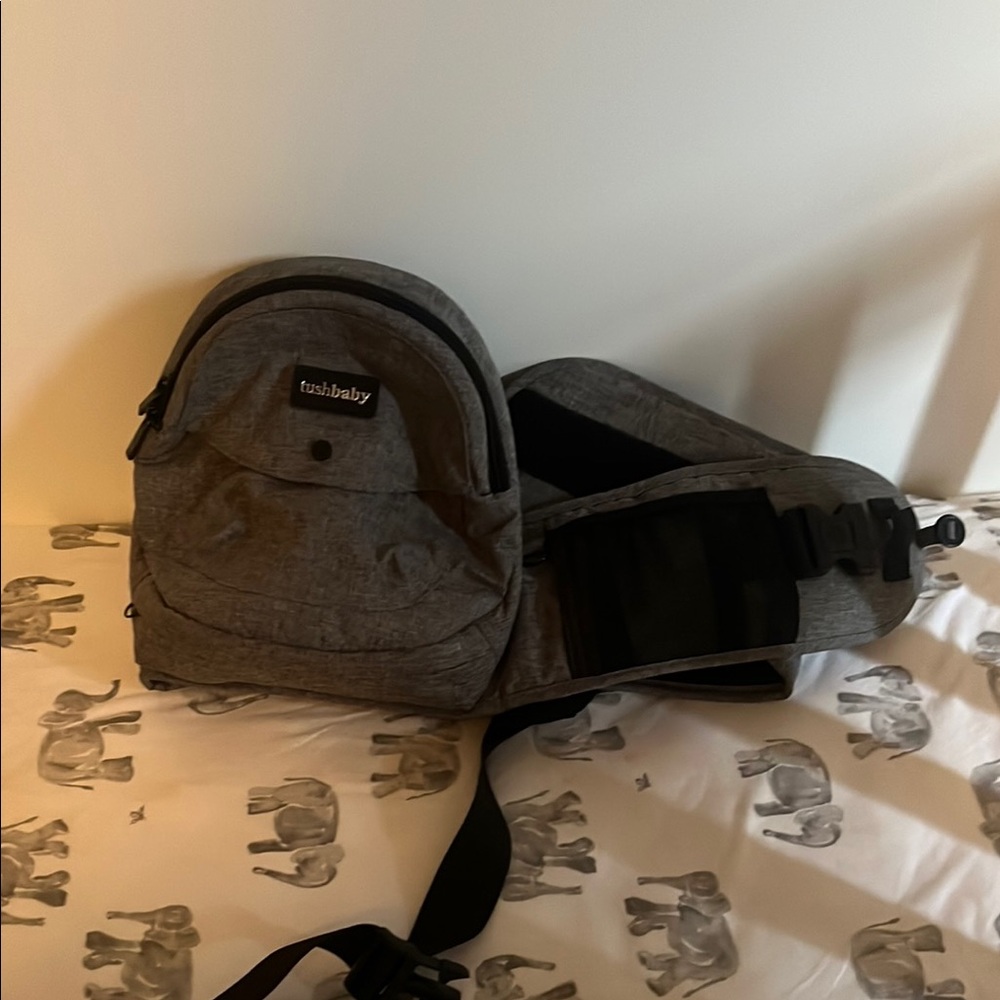 Gray Textured Fabric Backpack Compact Design